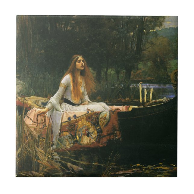 Dam i Shalott on Boat av John William Waterhouse Kakelplatta (Framsidan)