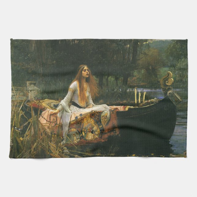 Dam i Shalott on Boat av John William Waterhouse Kökshandduk (Horisontell)