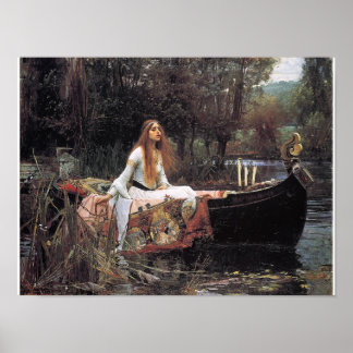 Dam i Shalott Poster av John W. Waterhouse