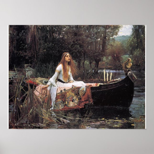 Dam i Shalott Poster av John W. Waterhouse (Framsidan)