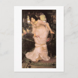 Dam i Shalott Tittar vid Lancelot Vykort