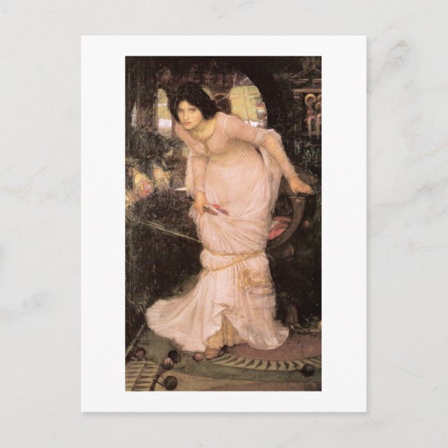 Dam i Shalott Tittar vid Lancelot Vykort (Framsida)