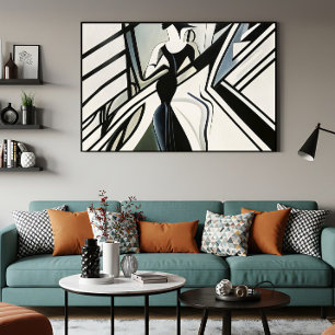 Dam i silhuett Art Deco Canvastryck