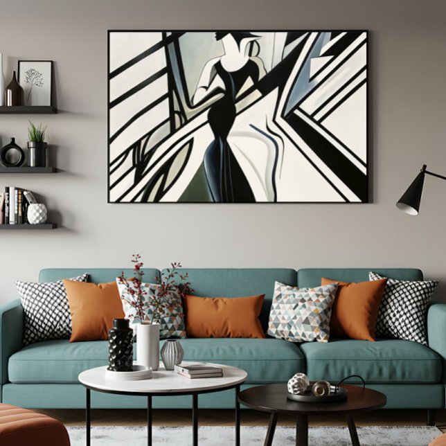 Dam i silhuett Art Deco Canvastryck (Skapare uppladdad)