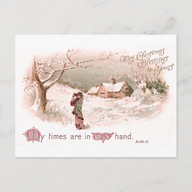 Dam i Snö i Religiösa, julkort Helg Vykort (Framsida)