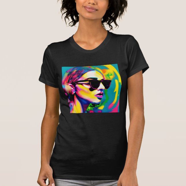Dam i solglasbågkonst i t shirt (Framsida)
