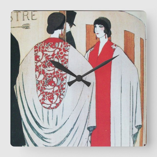 DAM I SPEGEL Art Deco Beauty Mode Fyrkantig Klocka (Framsida)