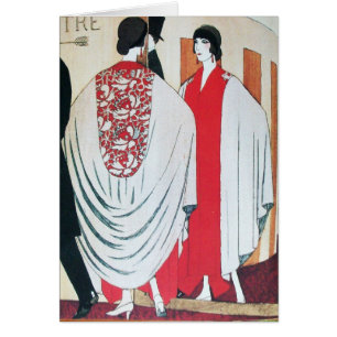 DAM I SPEGEL Art Deco Beauty Mode Hälsningskort