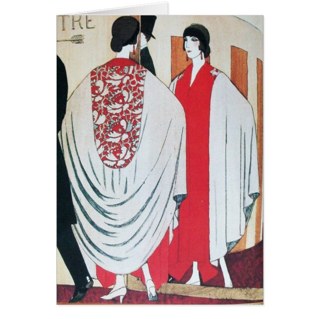 DAM I SPEGEL Art Deco Beauty Mode Hälsningskort (Framsidan)