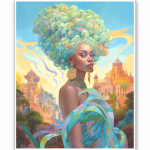 Dam i Surreal World American Art Klistermärken