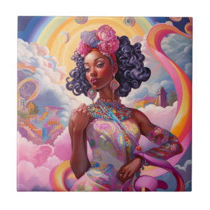 Dam i Surreal World American Art Rosa Kakelplatta