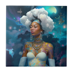 Dam i Surreal World Cosmic American Art Kakelplatta