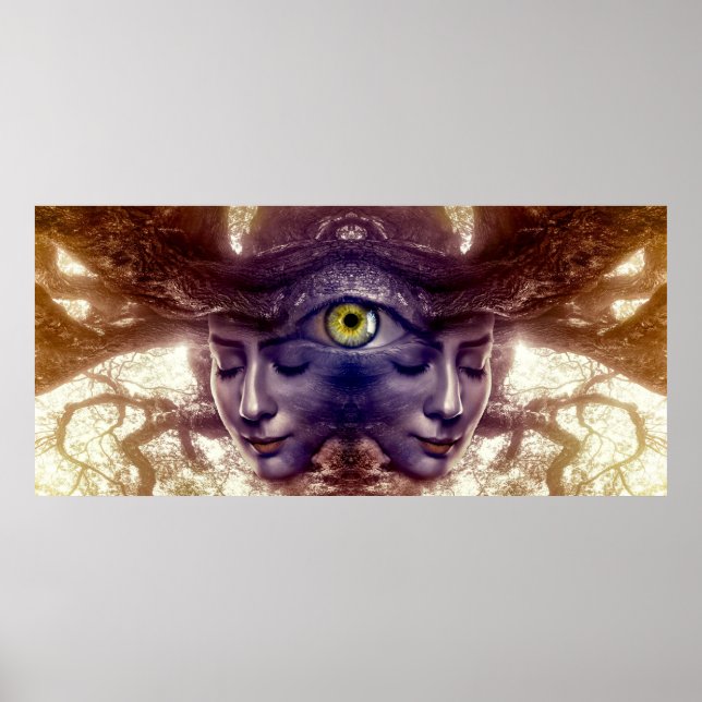 Dam i träd fantasi Poster (Framsidan)