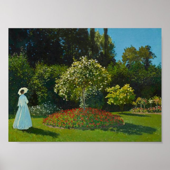 Dam i trädgården (1867) Claude Monet Fine Art Poster (Framsidan)