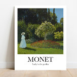 Dam i trädgården av Claude Monet Poster<br><div class="desc">Denna poster ger en högkvalitativ återgivning av Claude Monets målning från 1866, med titeln Dam i Garden. Målningen visar en kvinna i en vit klänning och en halmhatt som står i en fullt av blommor och träd. Målningen är ett av Monets verk i tidigt, som utfördes i det imponerande stil...</div>
