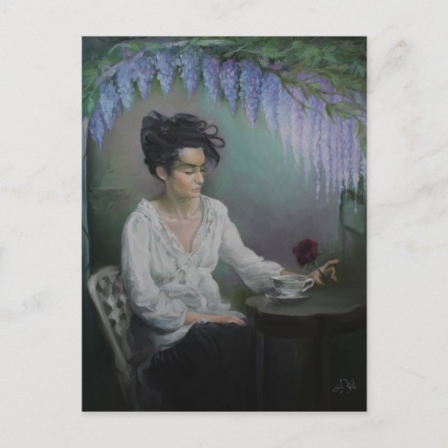 Dam i väntan vykort (Framsida)