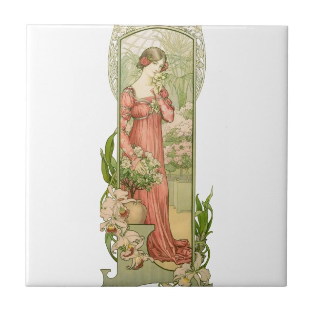 Dam i växthus kakelplatta (Framsidan)