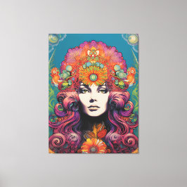 Dam i vintagen 1970 canvastryck