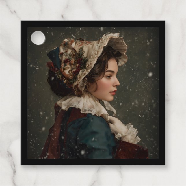 Dam i Winter Gåvor Etiketter (Framsida)