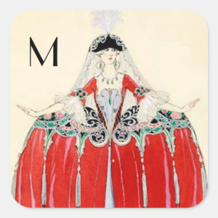 DAM IN RED,BEAUTY MODE COSTUME DESIGN MONOGRAM FYRKANTIGT KLISTERMÄRKE