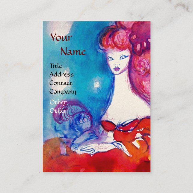 DAM IN RED,Beauty,Salon,Spa,Makeup Artist Visitkort (Framsida)