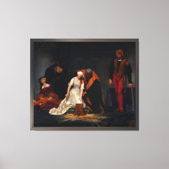 Dam Jane Grått avrättades av Paul Delaroche Canvastryck (Framsida)