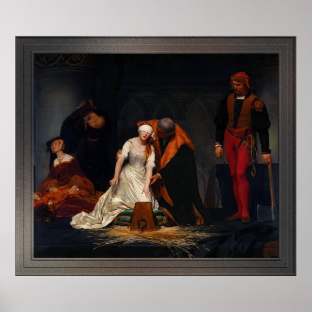 Dam Jane Grått avrättades av Paul Delaroche Poster (Framsidan)