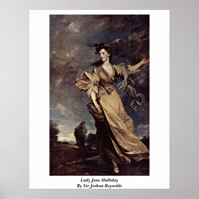 Dam Jane Halliday av Herr Joshua Reynolds Poster (Framsidan)
