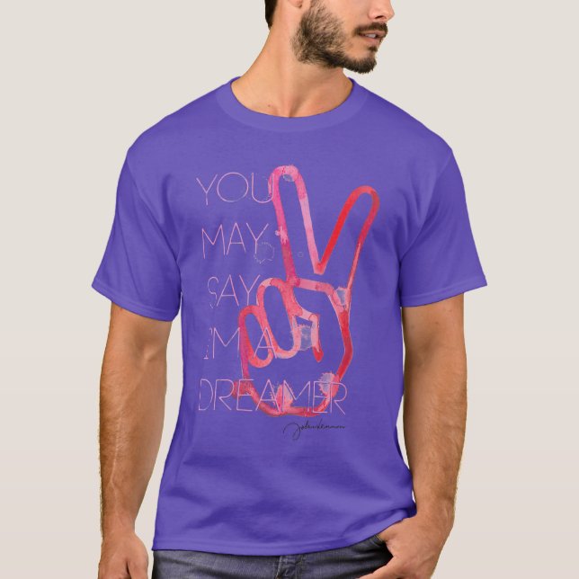 Dam John Lennon Dreamer VNeck retro vän T Shirt (Framsida)