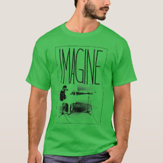 Dam John Lennon Imagine Piano VNeck pojkvän T Shirt