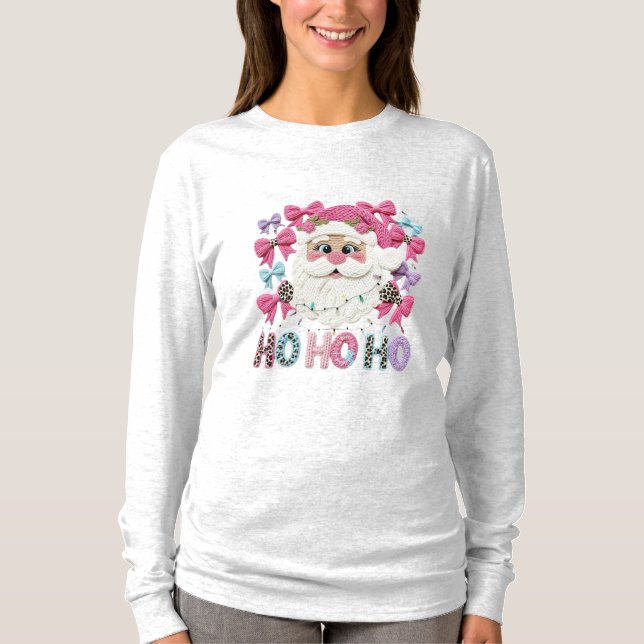 Dam Jul Ho Ho Ho Tomte – Fals Broderi Jul T Shirt (Framsida)