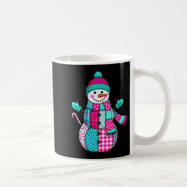 Dam Jul Patchwork Snöman Preppy Retro Me Kaffemugg (Höger)
