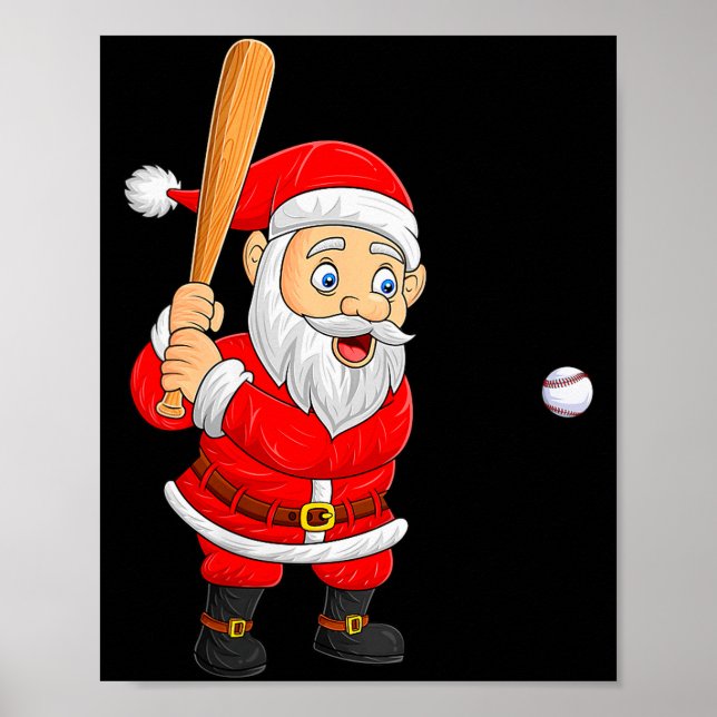 Dam Jul Santa Spelar Baseboll Jul Roligt Poster (Framsidan)