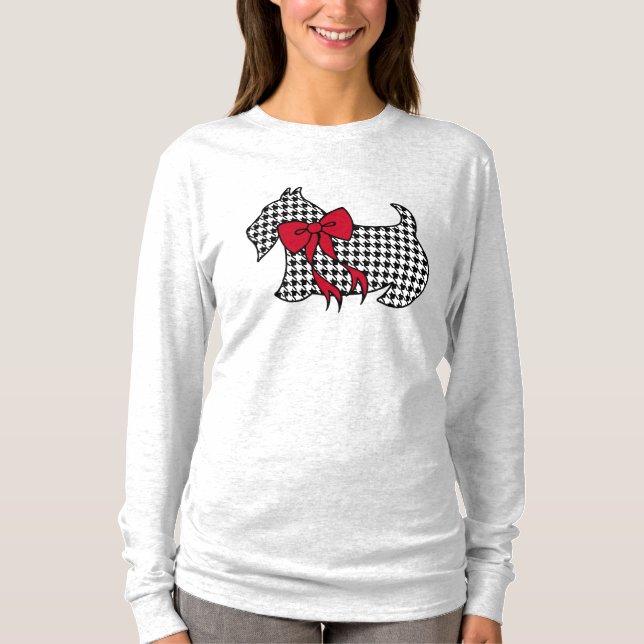 Dam Jul Skotsk Terrier T-Shirt (Framsida)