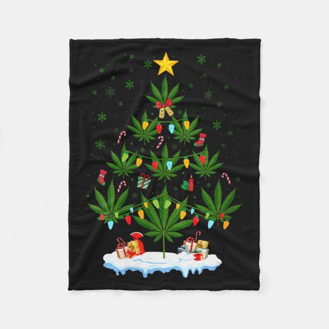 Dam Julgran Veckad växt Xmas V-ringad tröja Fleecefilt (Framsidan)