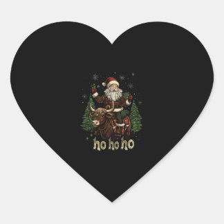 Dam Julgranbelysning Santa Ridande Highland Ko Hjärtformat Klistermärke