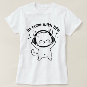 Dam- Katt T-Shirt   Minimalistisk Söt Kattunge Trö