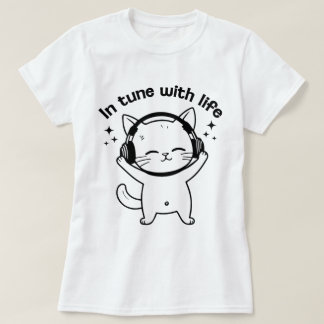 Dam- Katt T-Shirt | Minimalistisk Söt Kattunge Trö