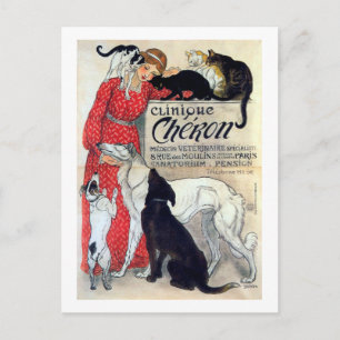 Dam, Katter och Hundar, Alexandre Steinlen Vykort