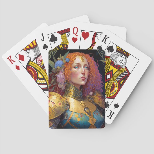 Dam Knight Warrior Armor Fantasy Art Casinokort (Baksidan)