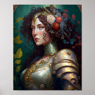 Dam Knight Warrior Armor Fantasy Art Poster