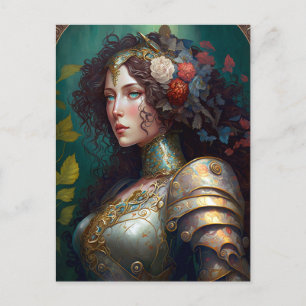 Dam Knight Warrior Armor Fantasy Art Vykort