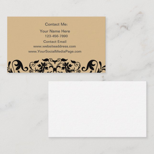 Dam-kontaktkort, temat Blommigt Visitkort (Fram/baksida)