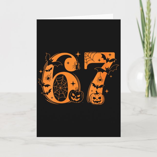 Dam Kul Sex Sju 6 7 Meme Design Par Halloween Kort (Framsida)