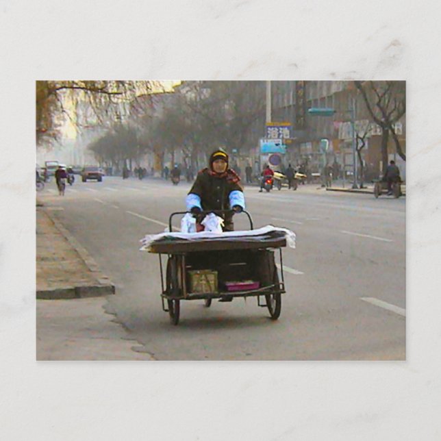 Dam levererar varor vykort (Framsida)