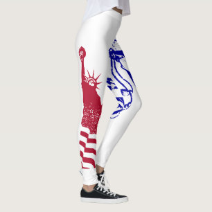 Dam Liberty American Flagga Rött vitt blått Leggings