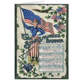Dam Liberty American Flagga Star-Spangled Banner Hälsningskort