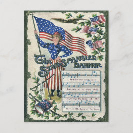 Dam Liberty American Flagga Star-Spangled Banner Vykort
