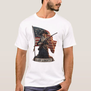 Dam Liberty Colonial Woman Vintage T Shirt