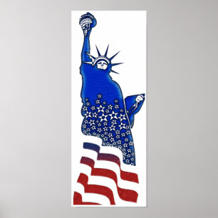 Dam Liberty i rött, vitt och blått Poster